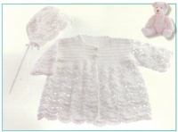 Knitting Pattern - Peter Pan 1257 - 3Ply - Crochet Matinee Jacket and Bonnet